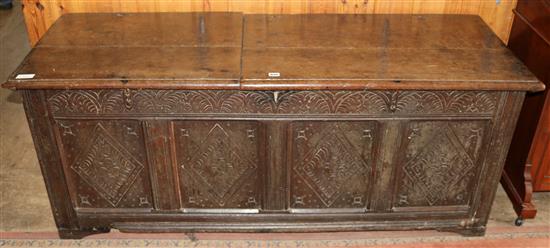 Carved oak panelled coffer